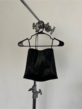 Ten by Babaton Black Leather-Look Strapless Tube Top